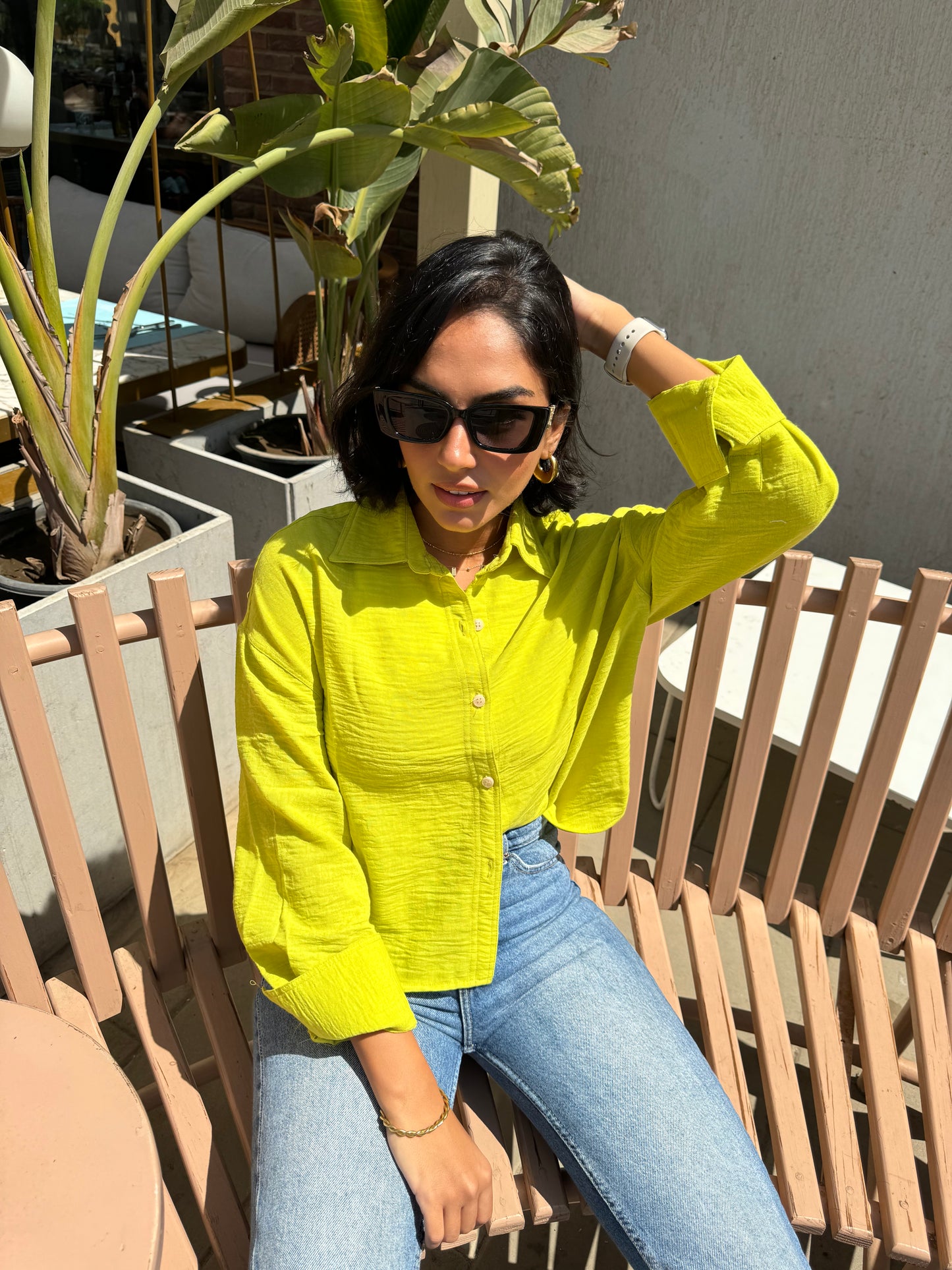 Linen Cropped Shirt