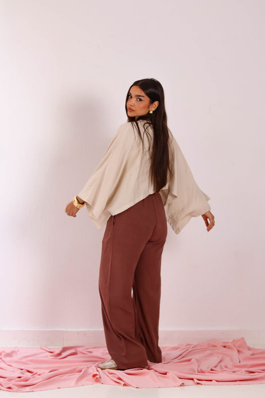 Cropped V neck - Beige