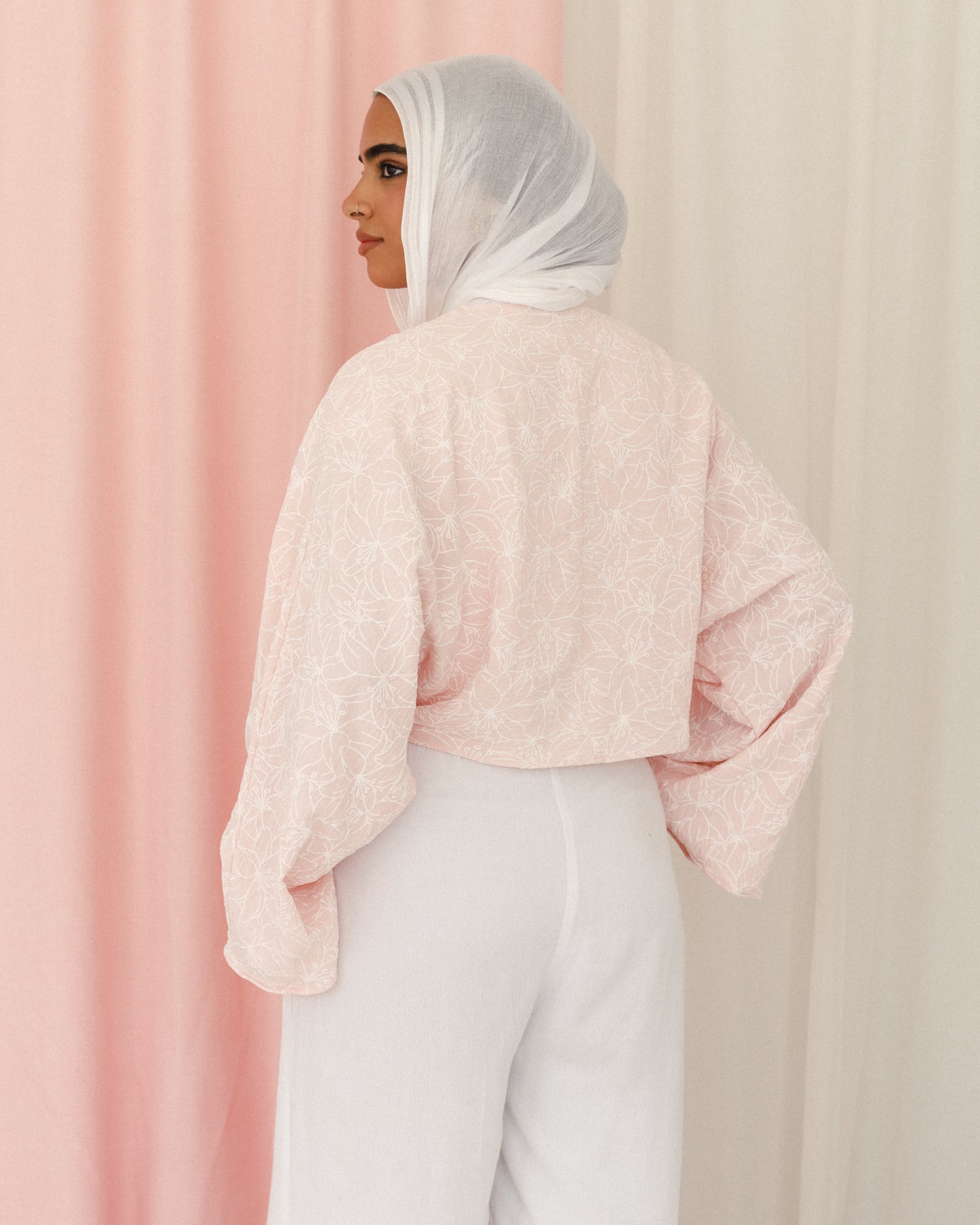 New Embroidered Tie Top Pink