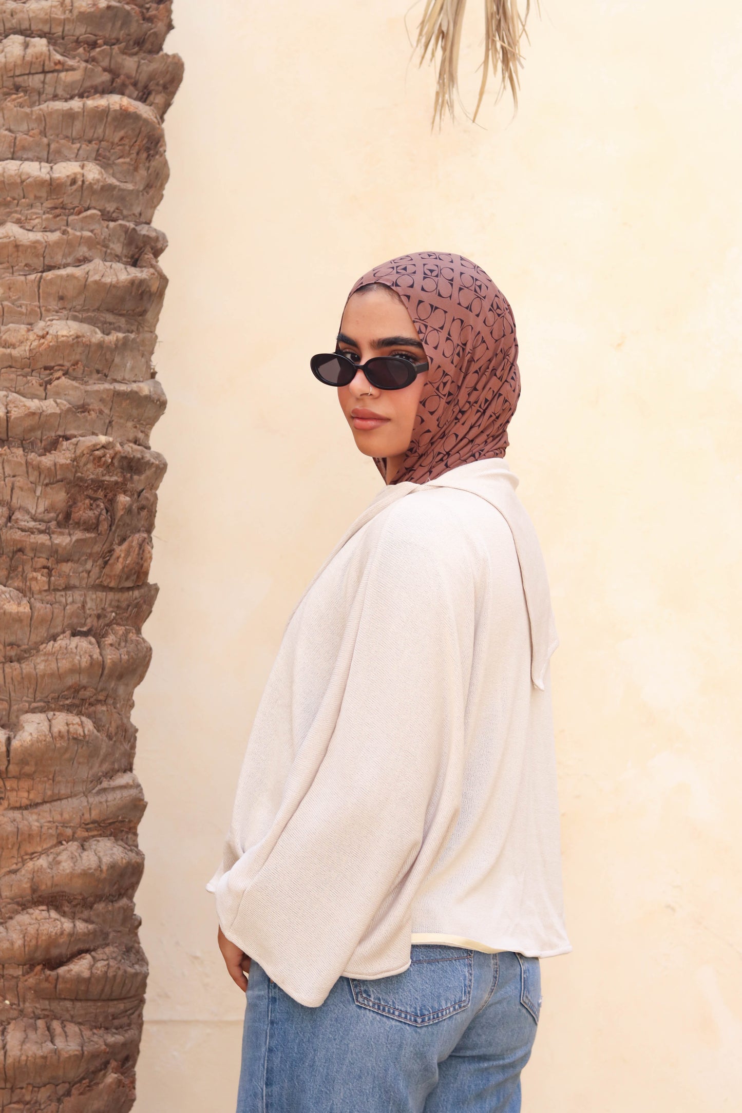 Oversized Drape Top Beige