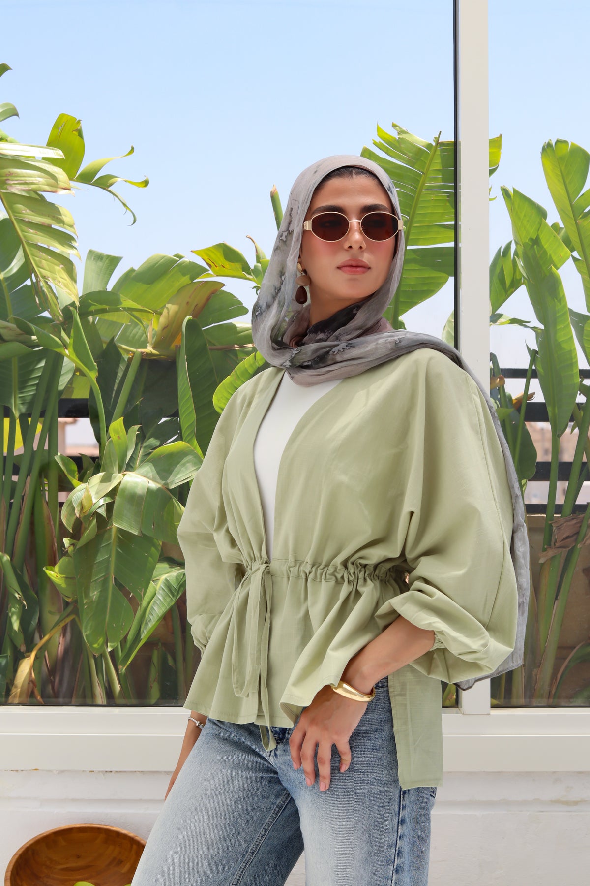 Sienna Cinched Shirt - Sage Green