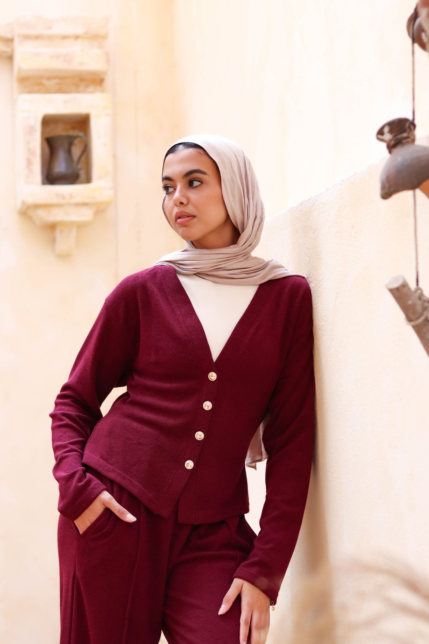 Soft Button Set Burgundy