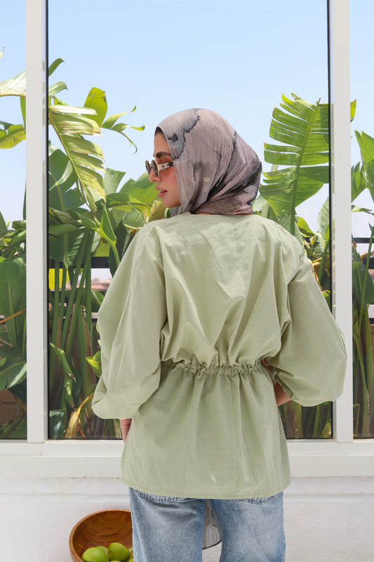 Sienna Cinched Shirt - Sage Green