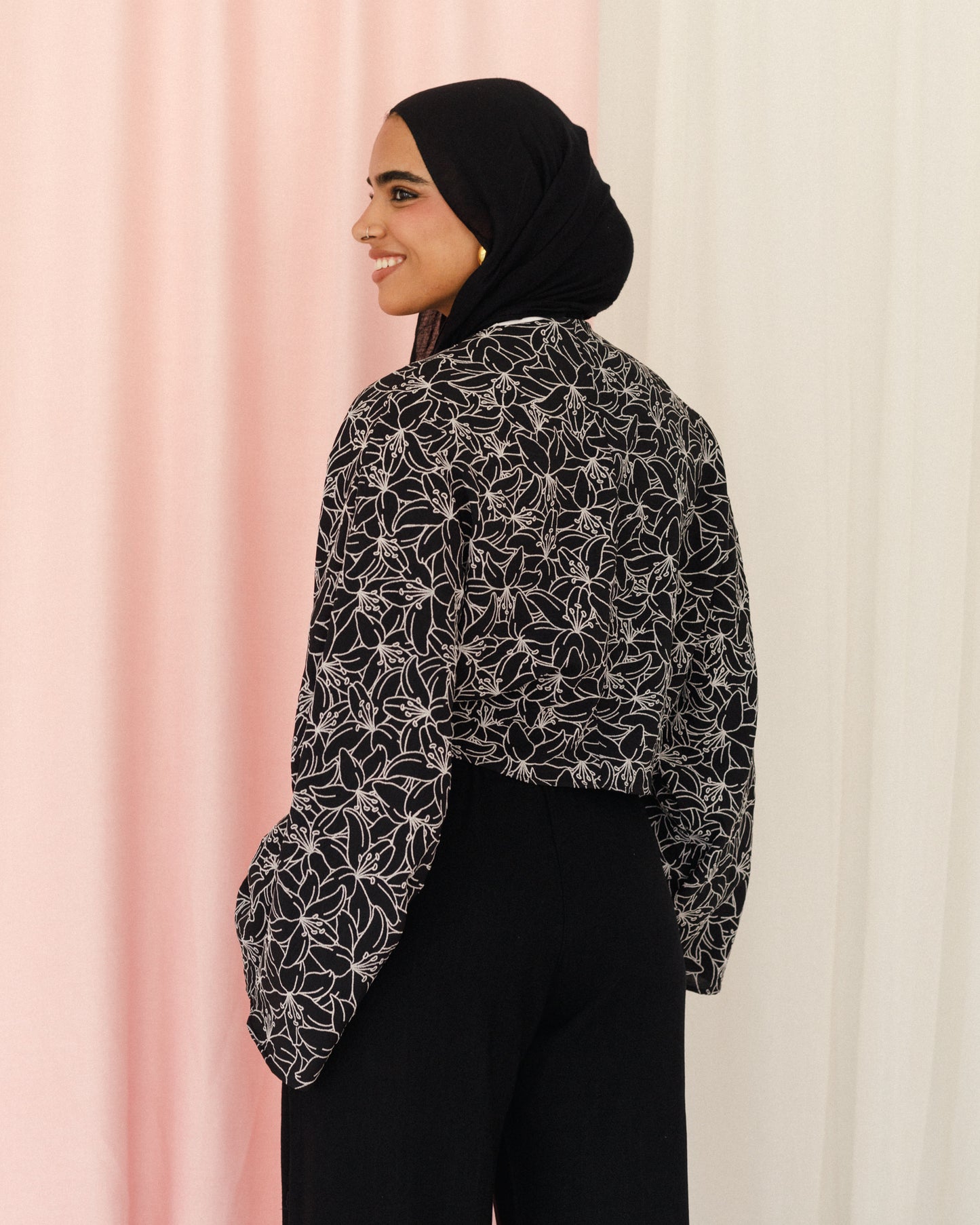 New Embroidered Tie Top Black