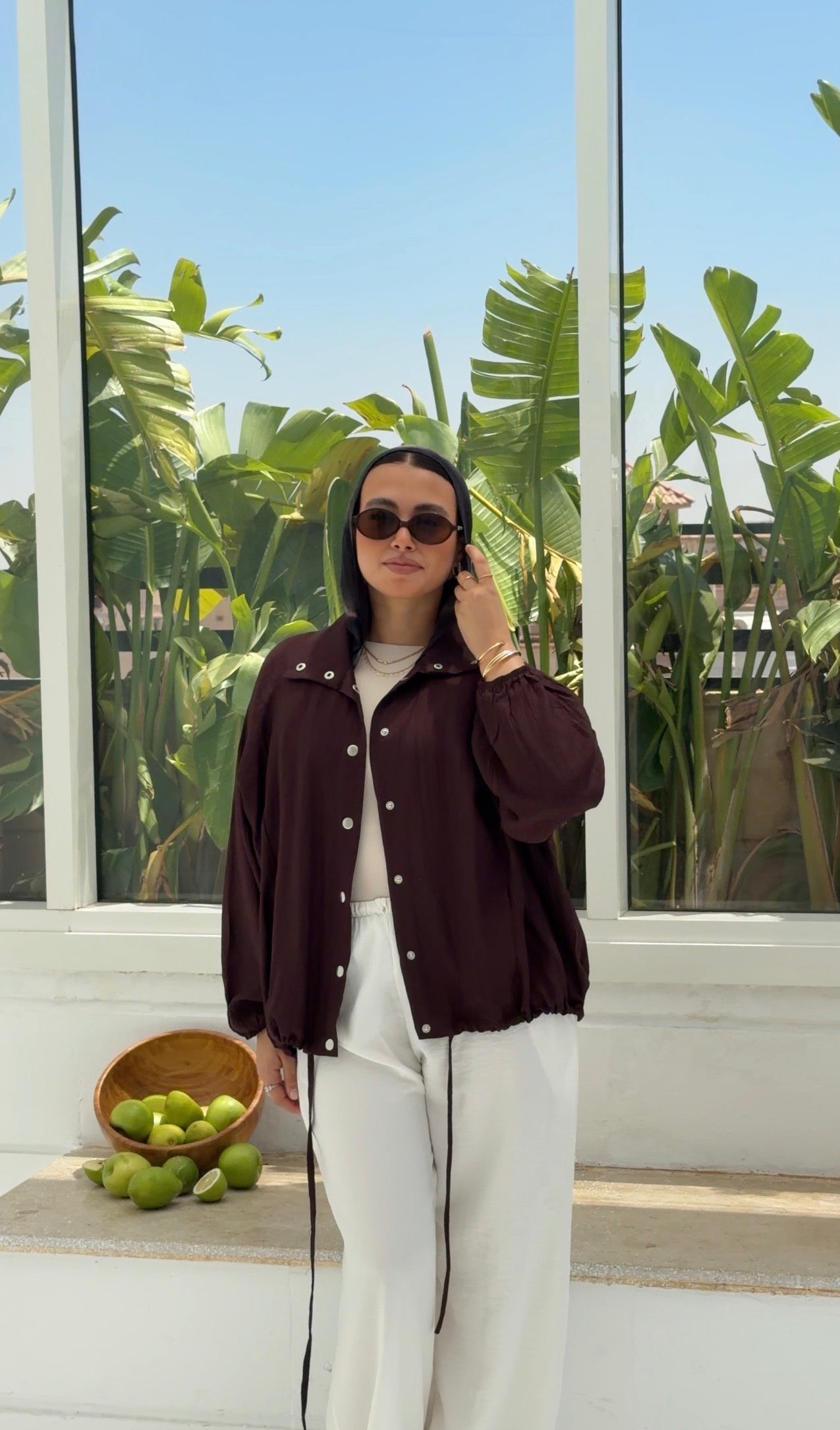 Silver Button Overshirt - Brown