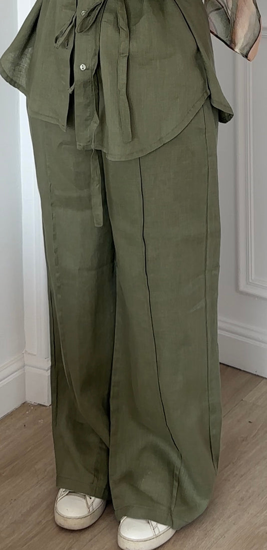 Everyday Linen Pants - Olive