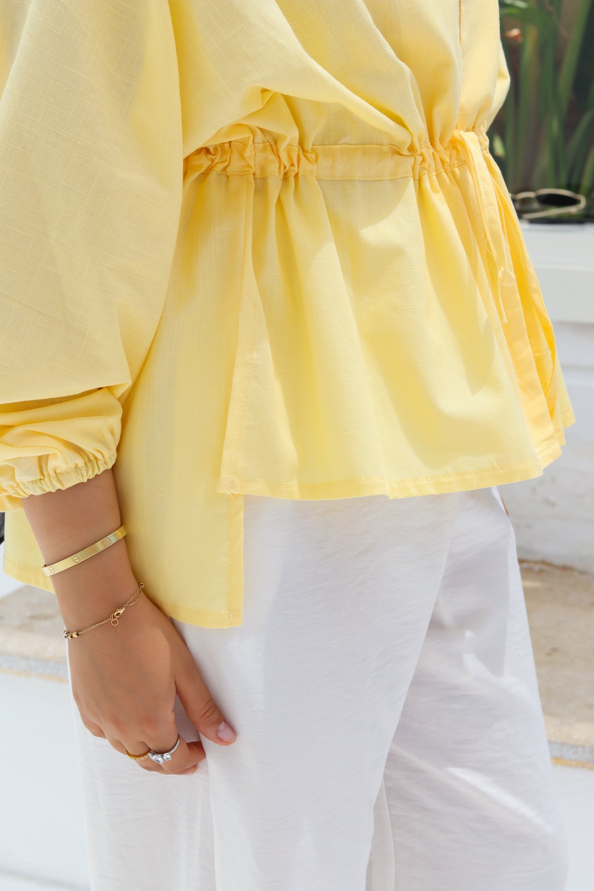 Sienna Cinched Shirt - Butter Yellow