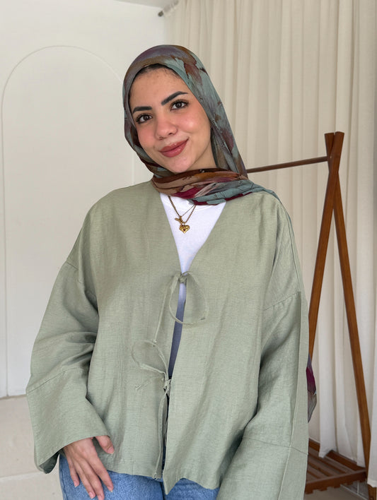 Bow Tie Top In Mint Green