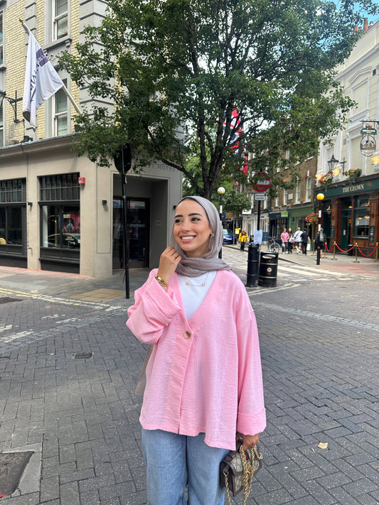 The MonoButton Cardigan Bubblegum Pink