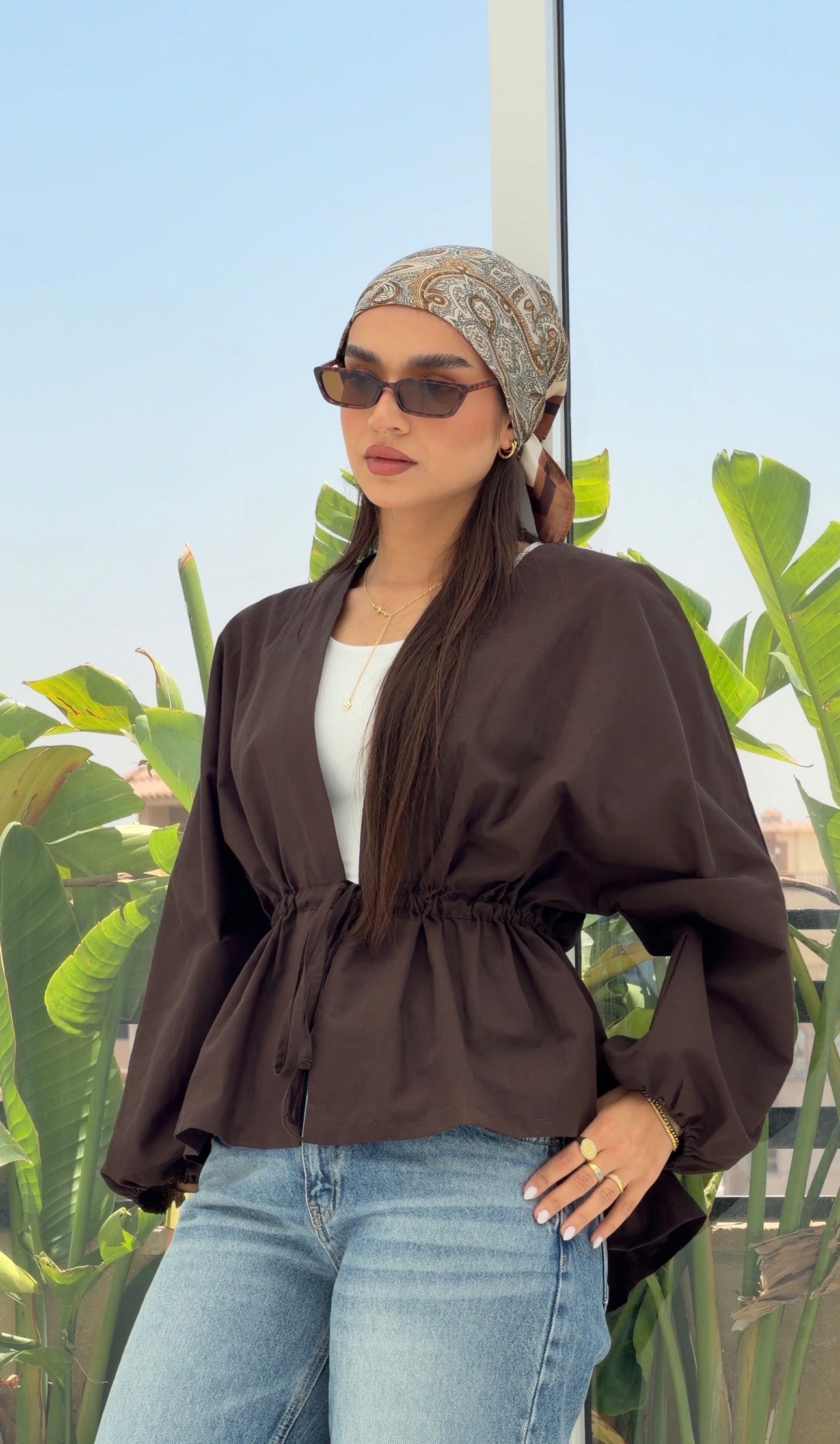 Sienna Cinched Shirt - Brown