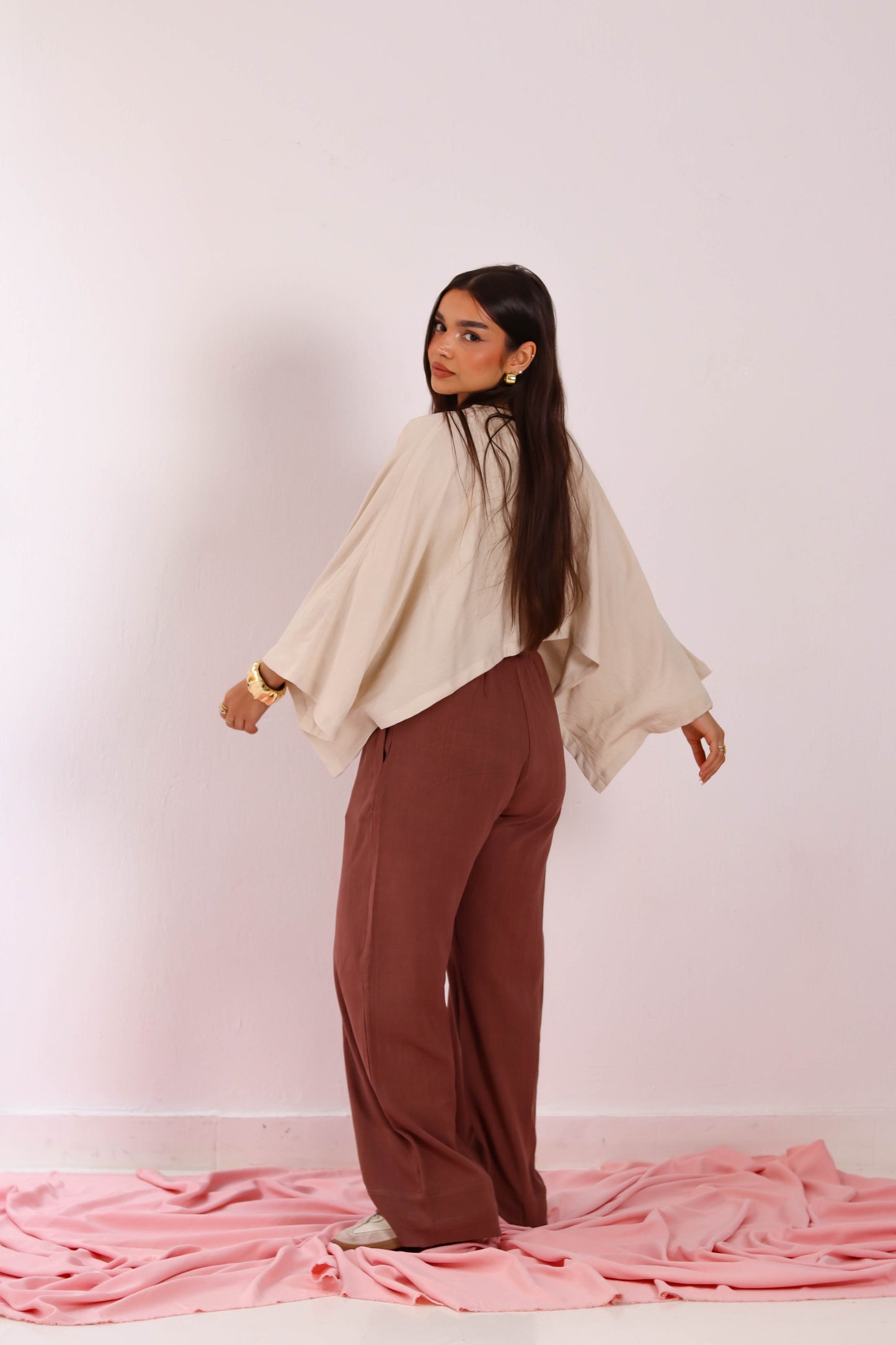 Cropped V neck - Beige