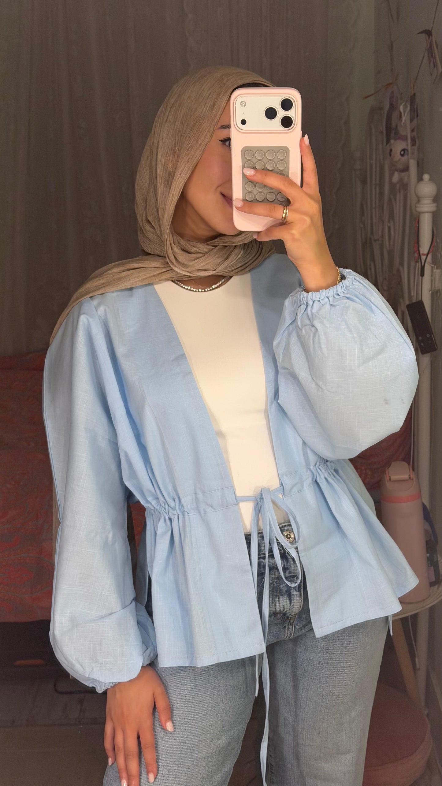 Sienna Cinched Shirt - Baby Blue