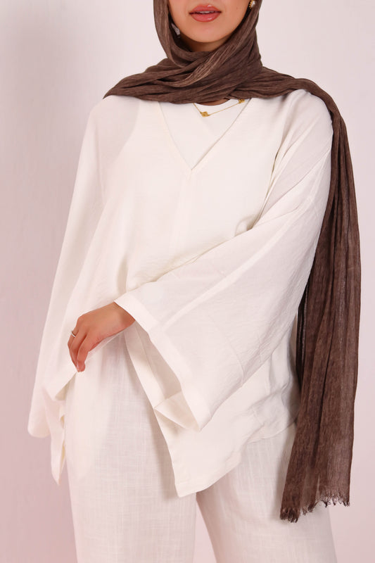 Cropped V neck - White