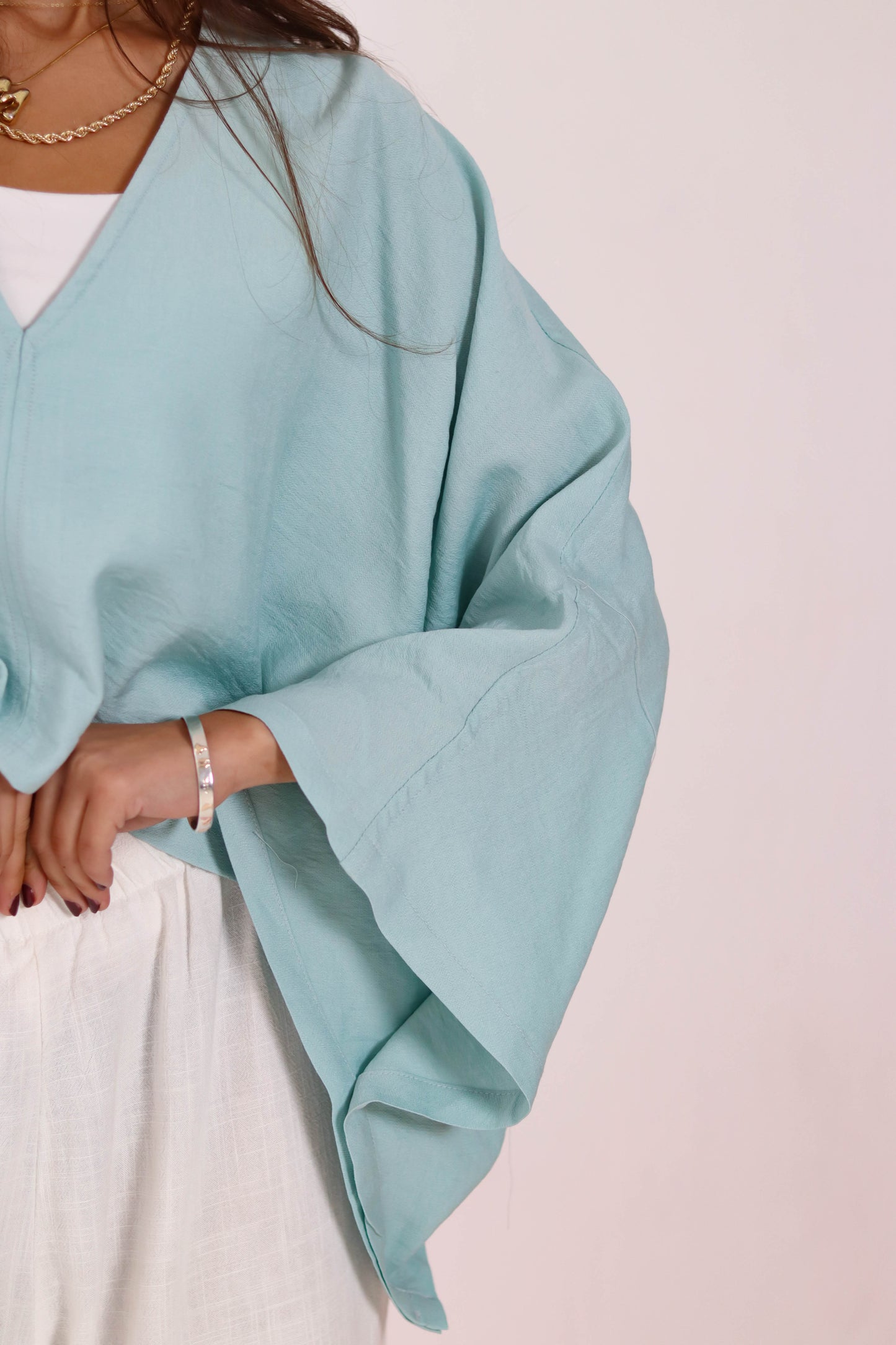 Cropped V neck - Blue