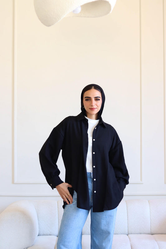 Oversized Cotton Shirt In Black
