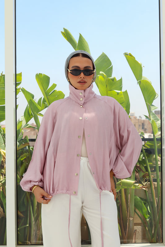Silver Button Overshirt - Cashmere / Light Pink