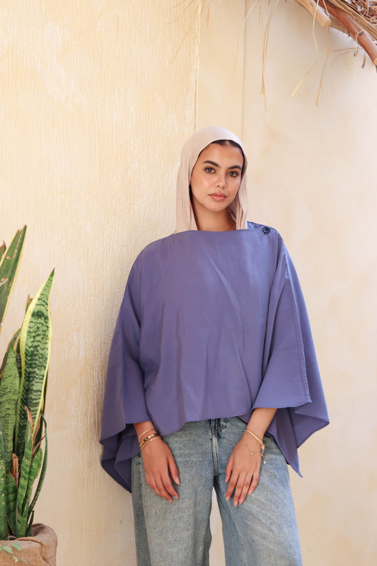 Sleeveless Cape Denim Blue