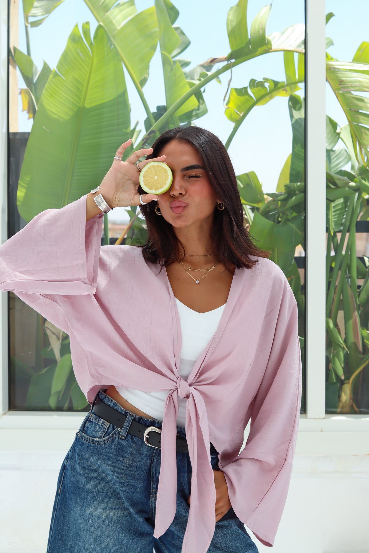 Cropped Flowy Sleeve Top - Cashmere