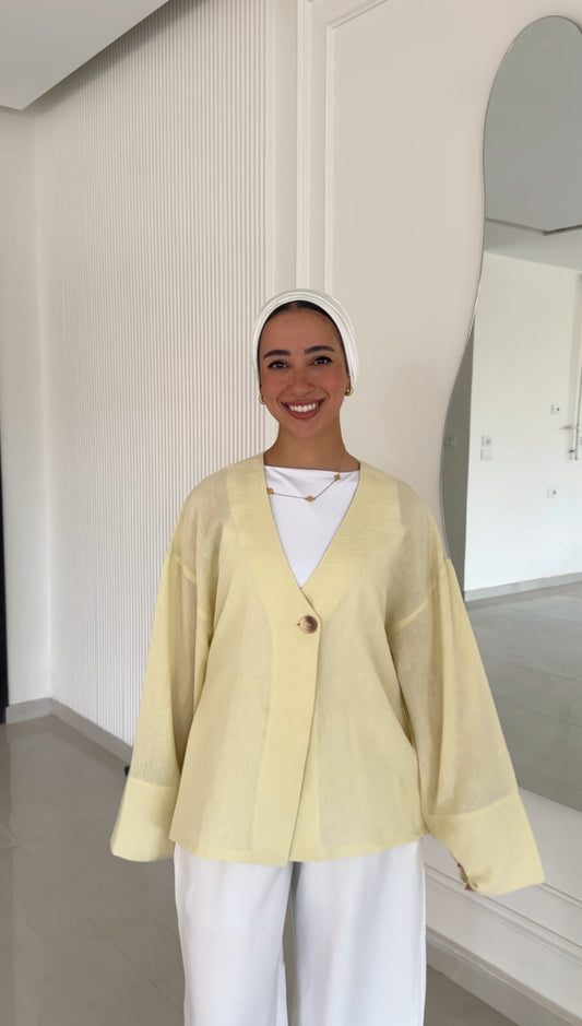 The MonoButton Cardigan Butter Yellow