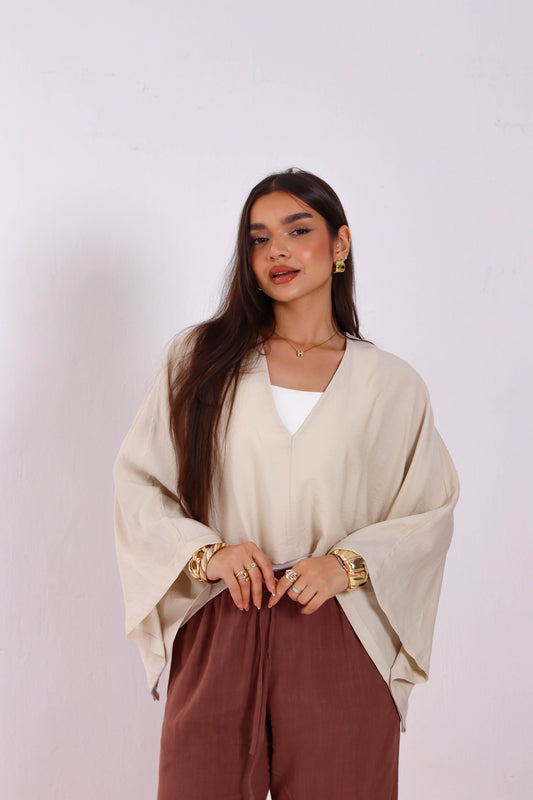 Cropped V neck - Beige