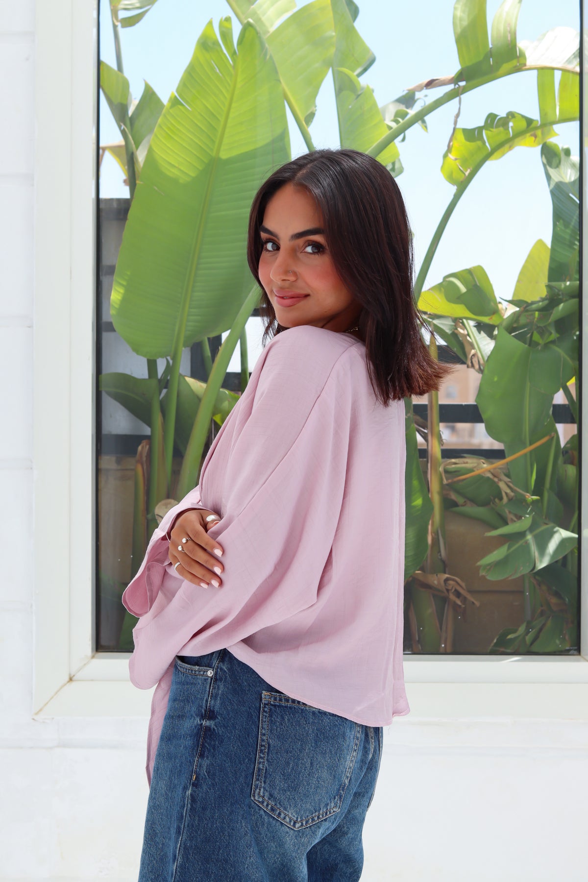 Cropped Flowy Sleeve Top - Cashmere
