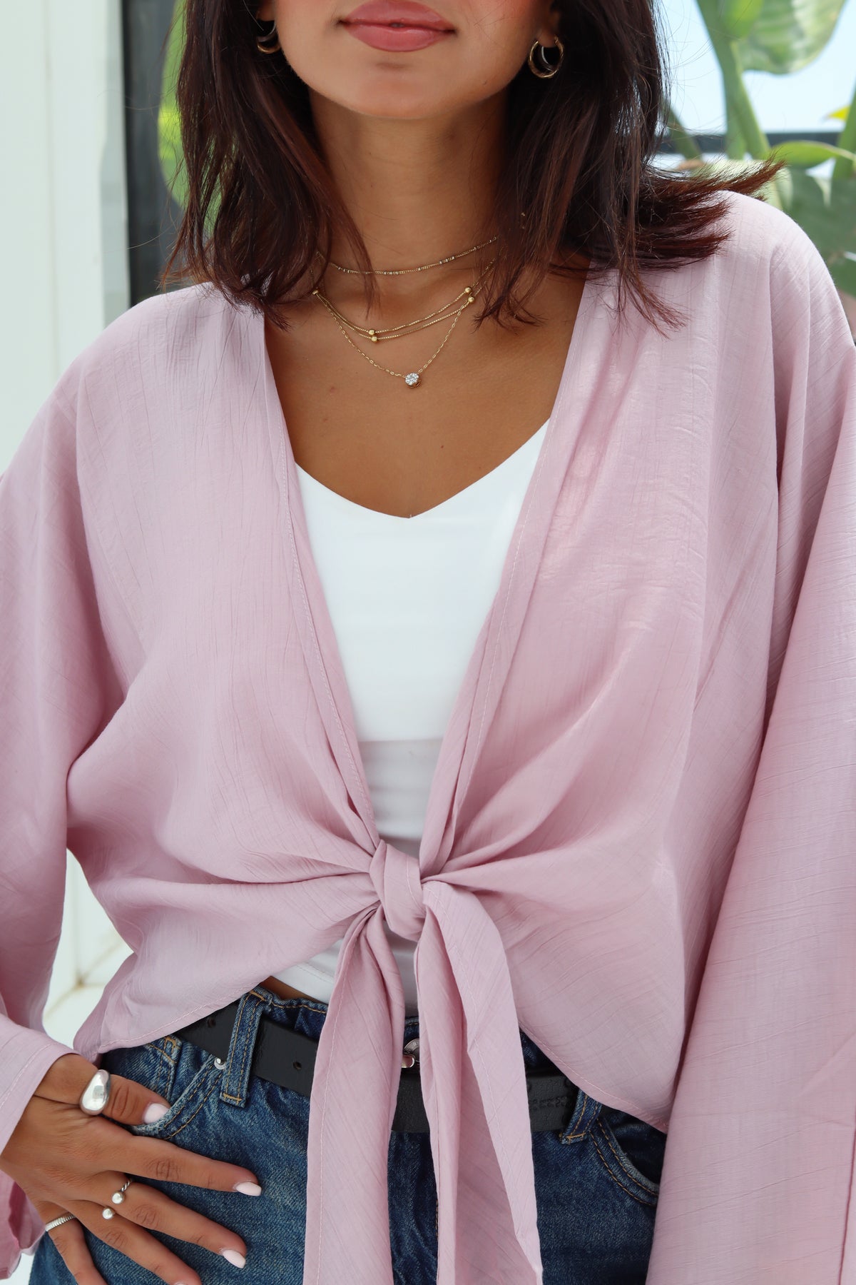 Cropped Flowy Sleeve Top - Cashmere