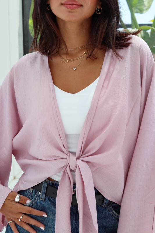 Cropped Flowy Sleeve Top - Cashmere