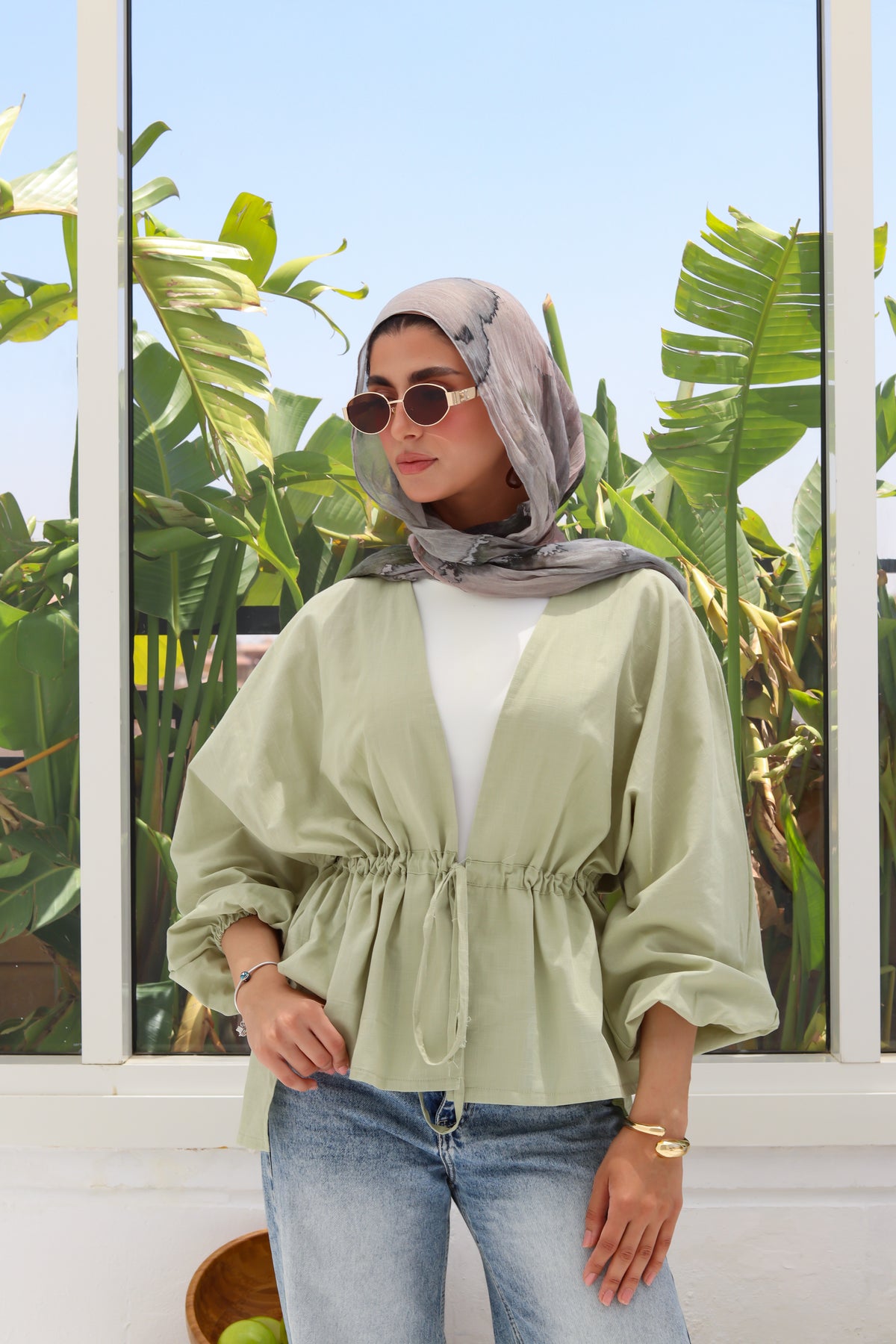 Sienna Cinched Shirt - Sage Green