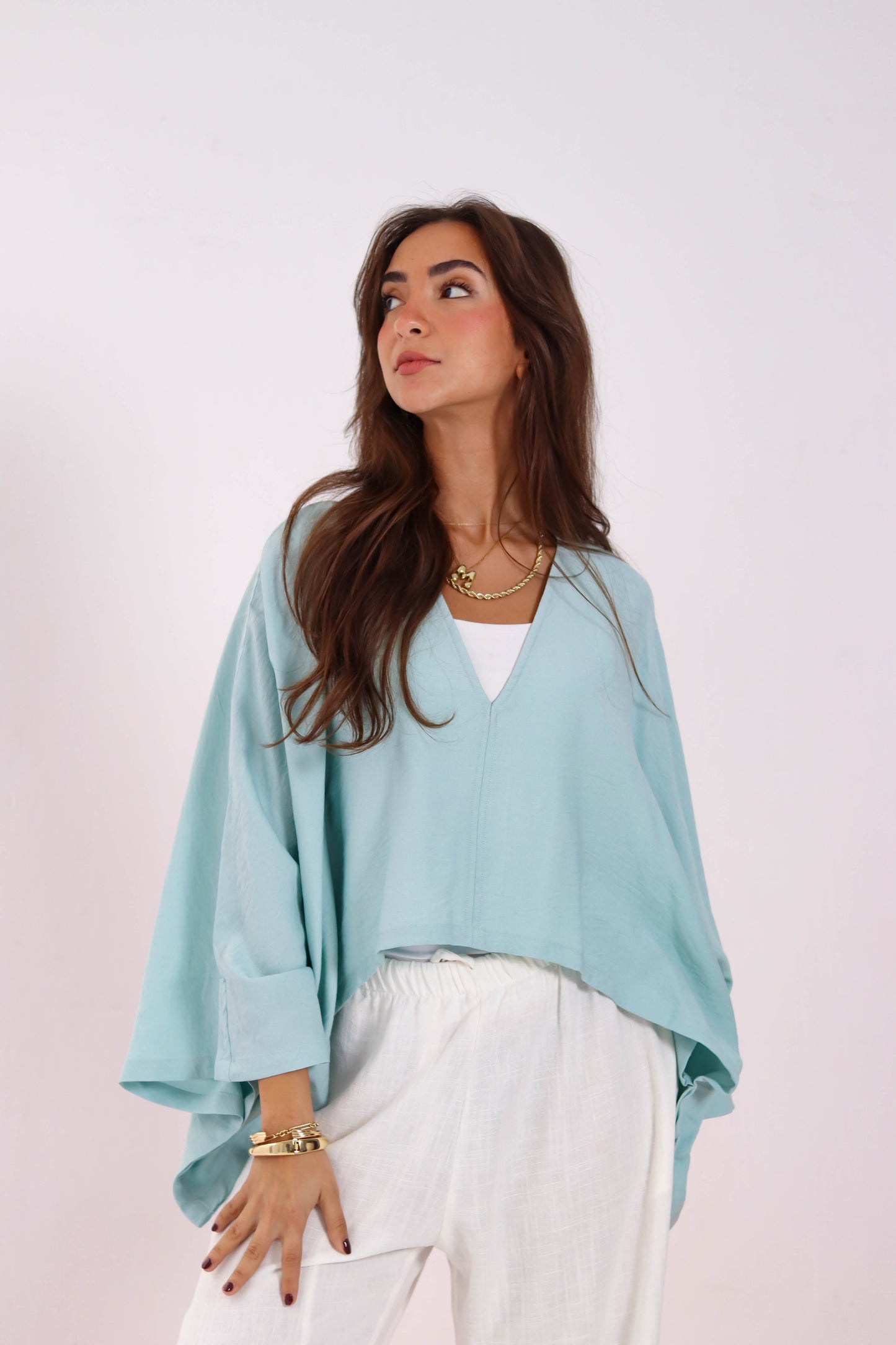 Cropped V neck - Blue