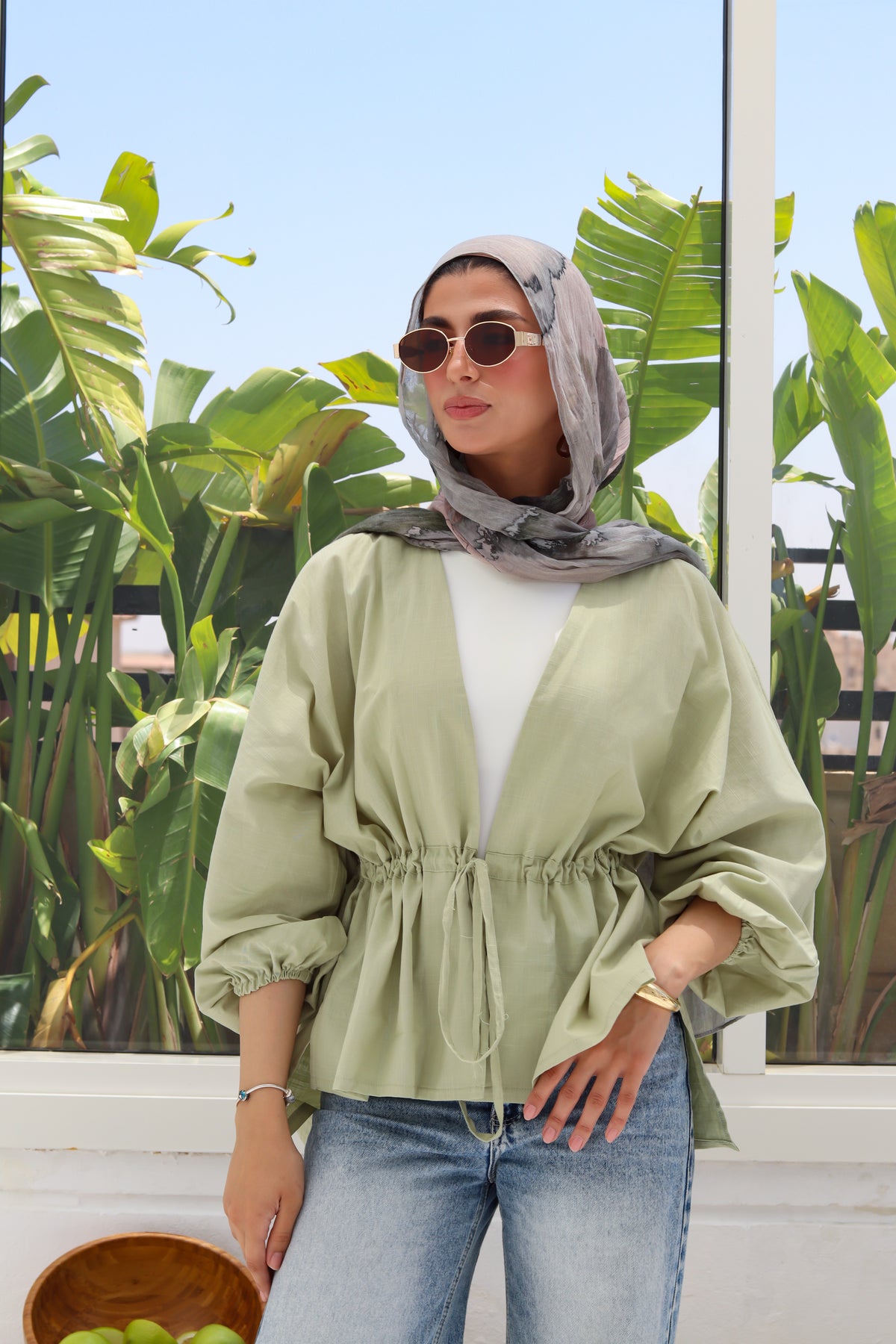 Sienna Cinched Shirt - Sage Green