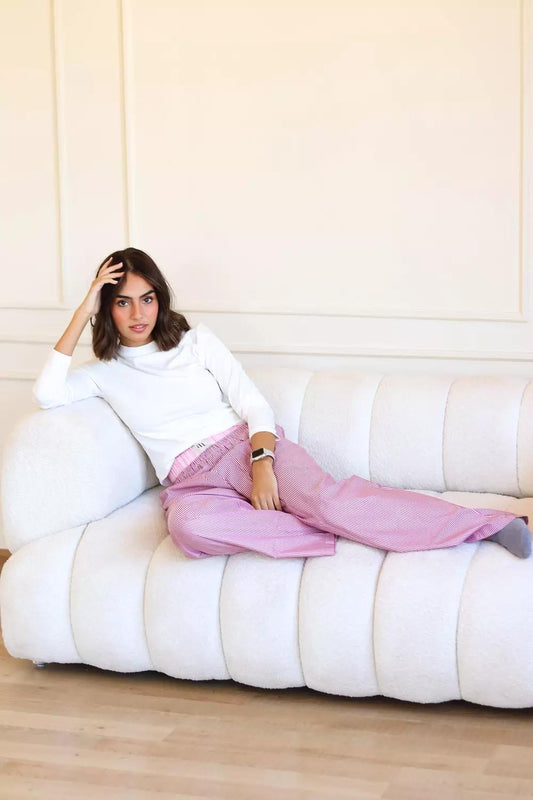 The AN logo pants & crew neck pjs In Burgundy